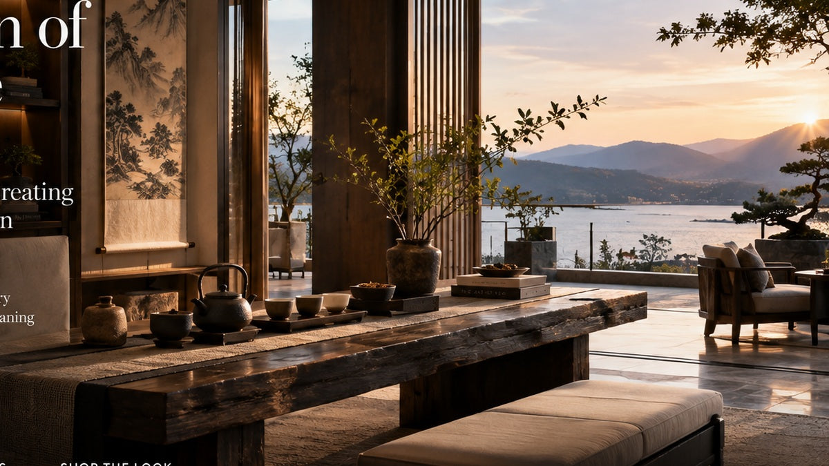 THE LUXE JOURNAL private tea room revival cover with contemporary tea table, natural materials and panoramic view