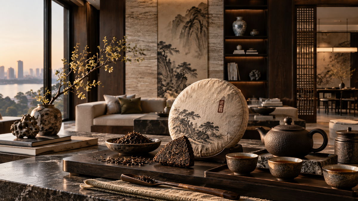 THE LUXE JOURNAL Pu-erh tea cake collecting and styling cover with Yixing teaware in a modern Chinese home