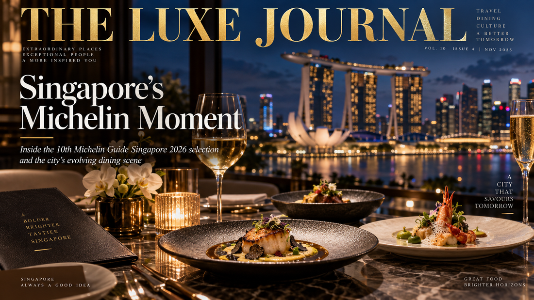 THE LUXE JOURNAL cover for the 10th MICHELIN Guide Singapore 2026