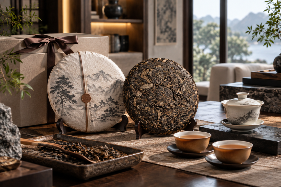 Chinese tea cakes, refined gift box, gaiwan and amber tea for THE LUXE JOURNAL beginner gifting and daily drinking guide Part 7