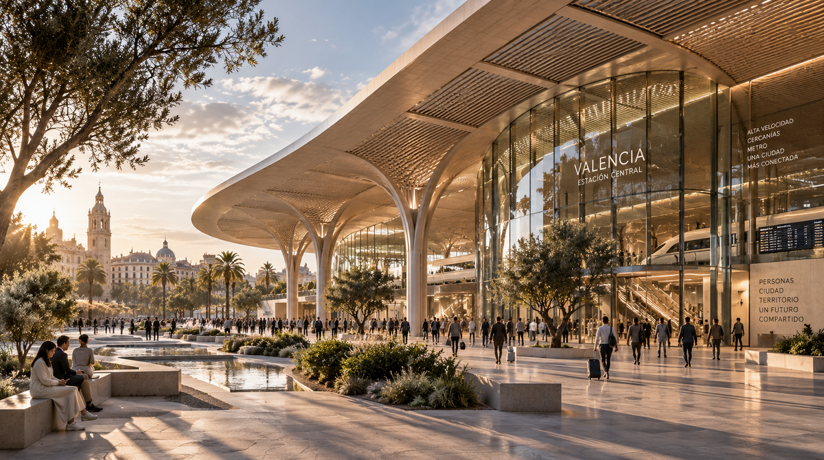 THE LUXE JOURNAL architecture news cover for the selected design of Valencia Central Station by RSHP and ERRE
