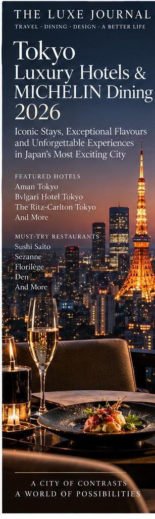 The Luxe Journal editorial cover for Tokyo luxury hotels and MICHELIN dining 2026