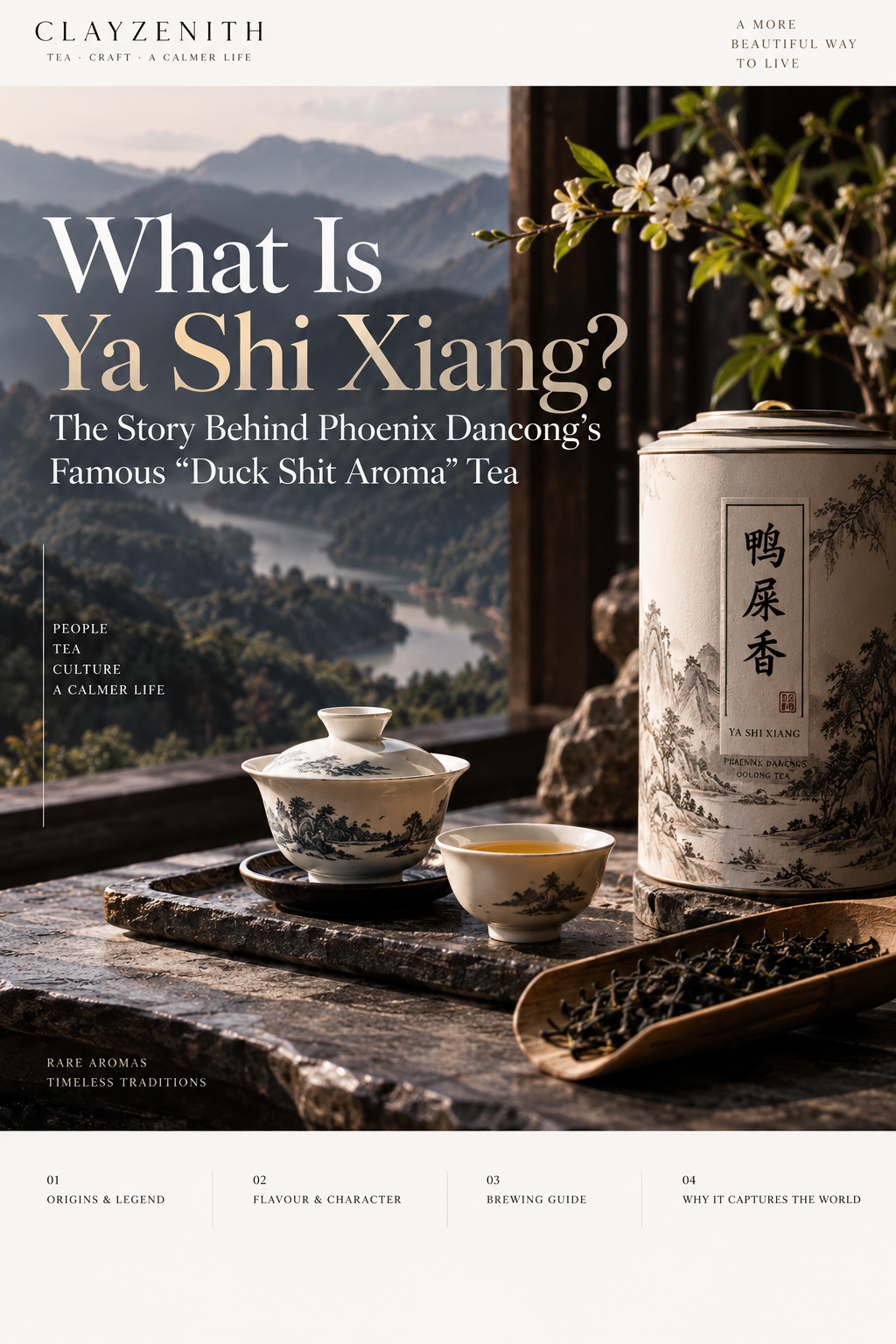 Luxury editorial cover for Ya Shi Xiang Phoenix Dancong oolong tea