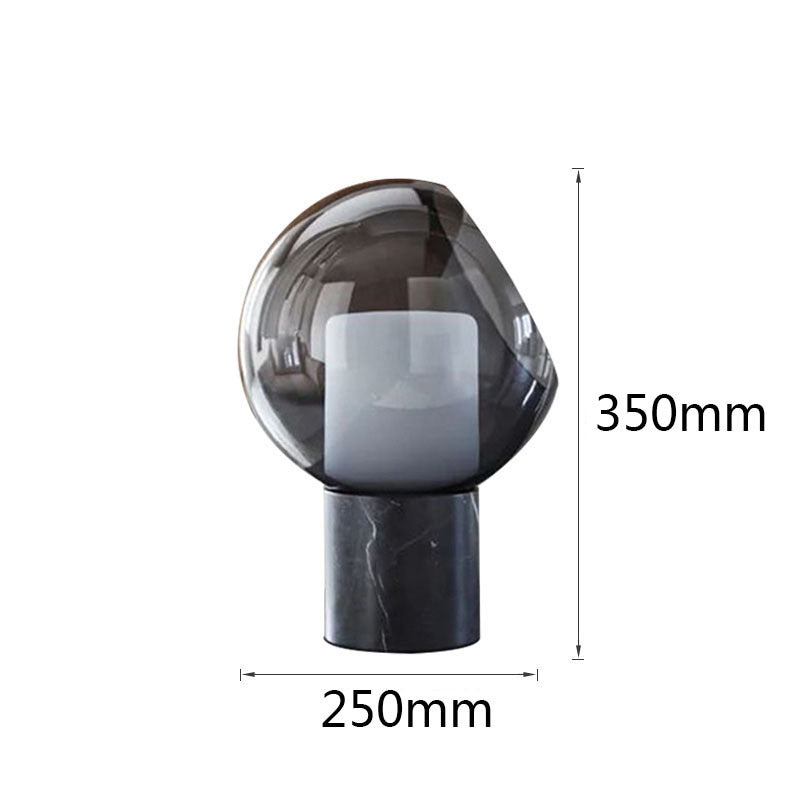 Smoked glass orb marble lamp dimensions 25cm wide by 35cm high