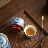 Authentic Jingdezhen Hand-Painted Underglaze Blue & White Allover Lotus Master Tasting Cup Pair (Set of 2) - 70ml Gongfu Teacups