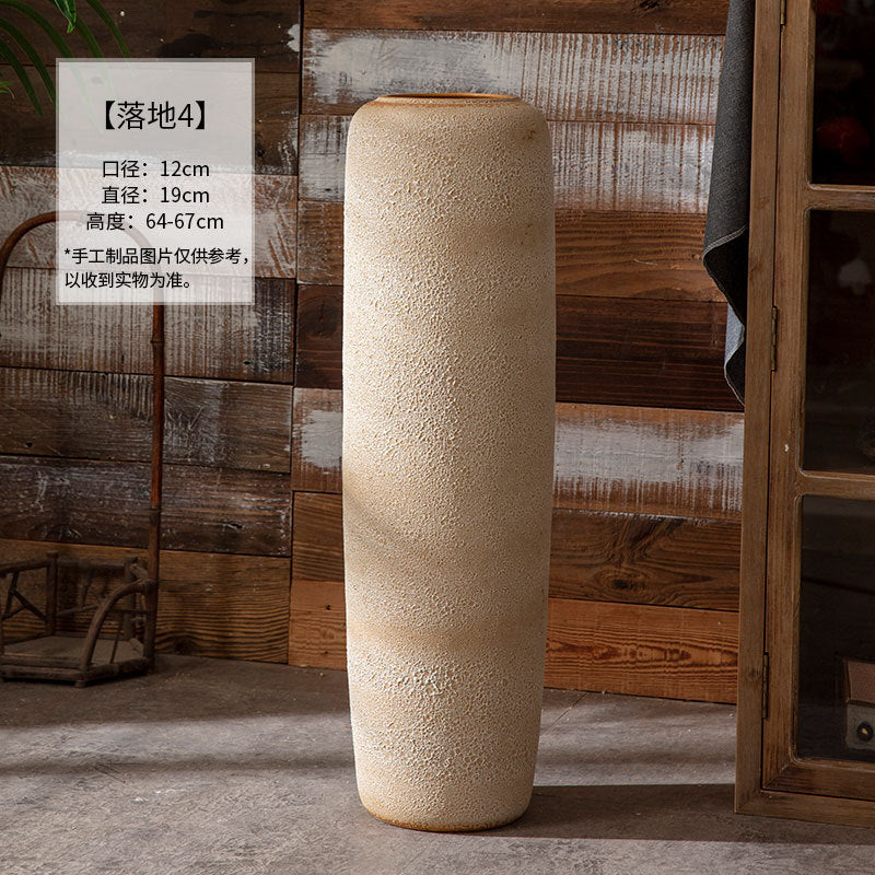 Slim beige sand-texture floor vase 64 to 67 cm high