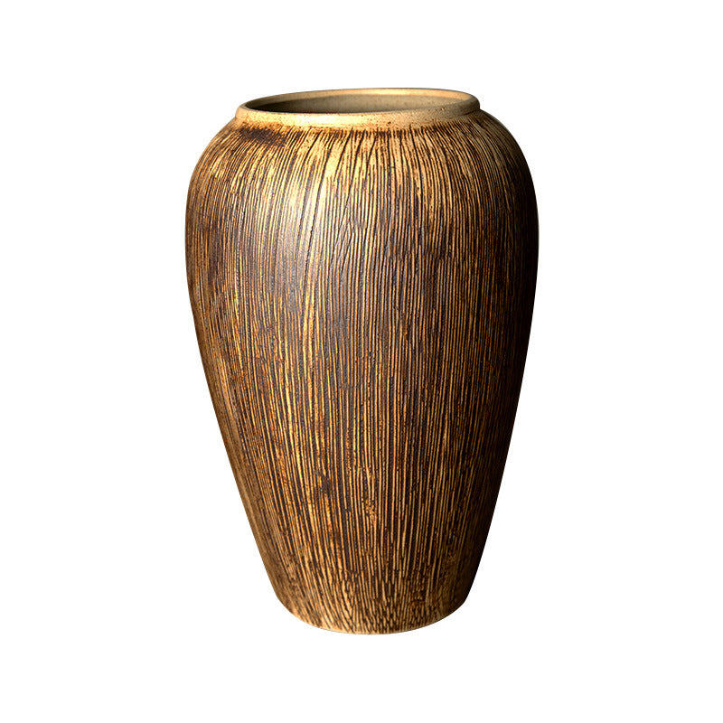 Bronze brown brushed texture ceramic vase isolated product view