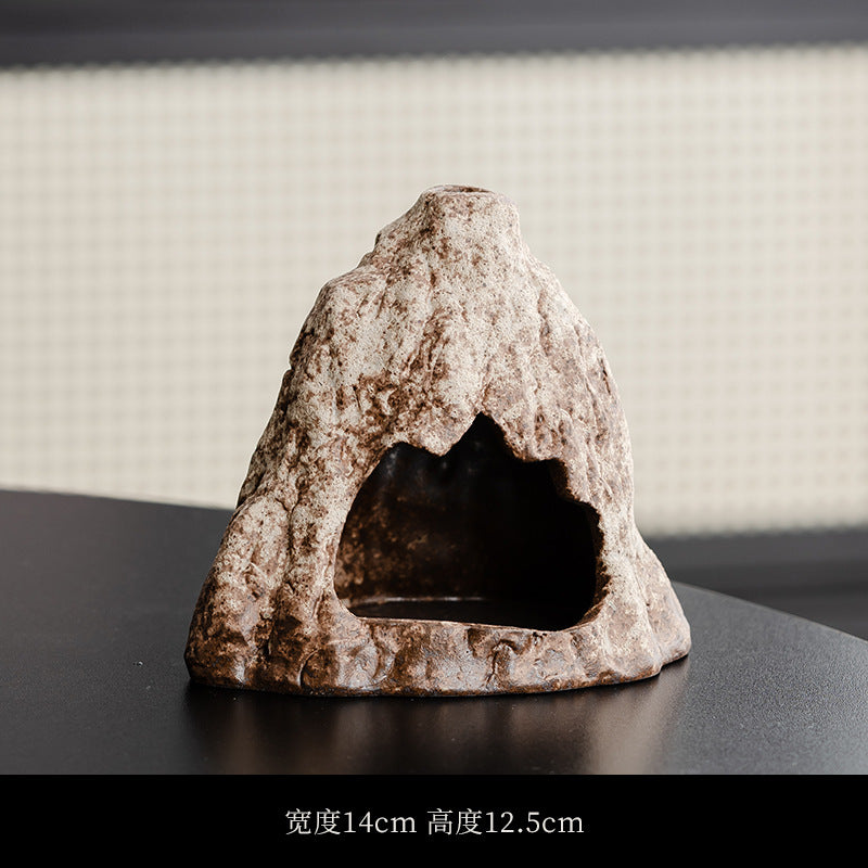 Natural brown mountain cave ceramic Palo Santo and sage burner 14 cm wide