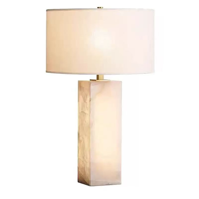 Rectangular cloud stone column table lamp isolated product view