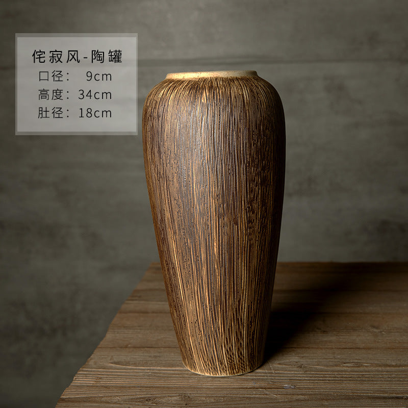 Bronze brown brushed ceramic vase tall 34 cm size