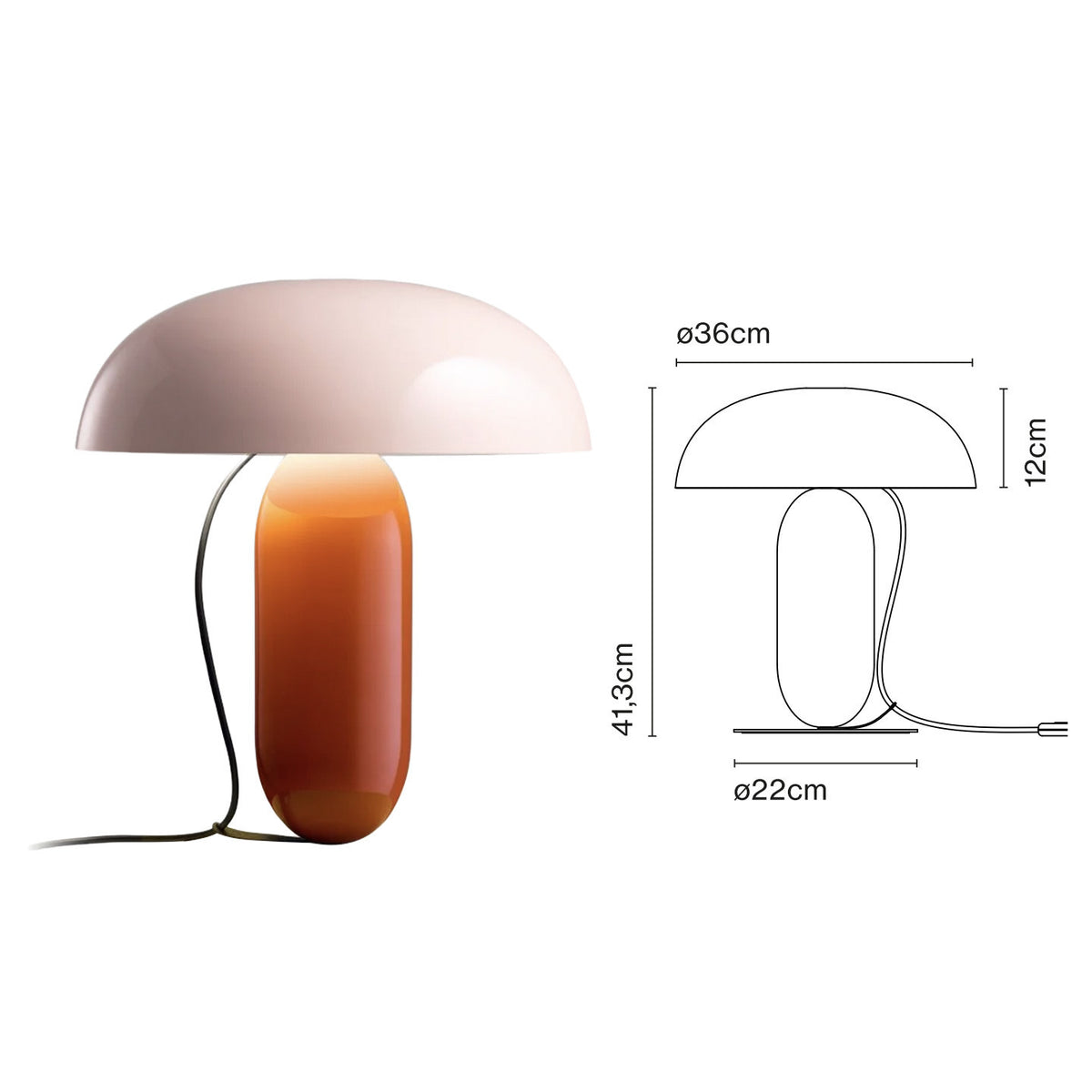 Large pink and orange colorblock sculptural table lamp 36cm by 41.3cm