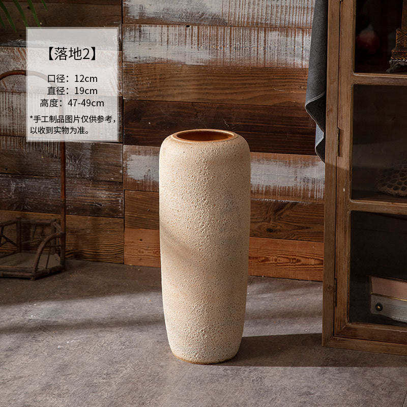 Slim beige sand-texture floor vase 47 to 49 cm high