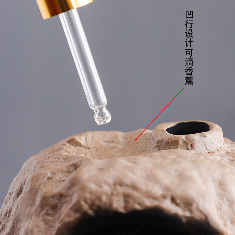 Natural stone cave Palo Santo burner with top smoke vent and aromatherapy opening