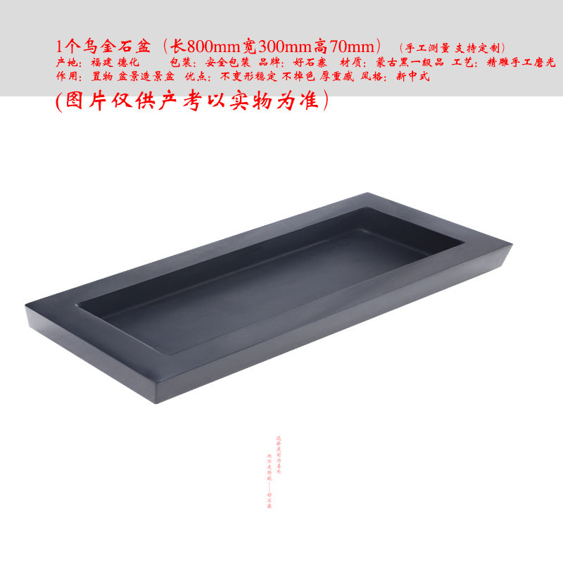 Long gray stone tray for moss garden and tabletop landscape