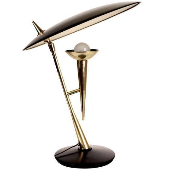 Black and brass designer balance desk lamp detail
