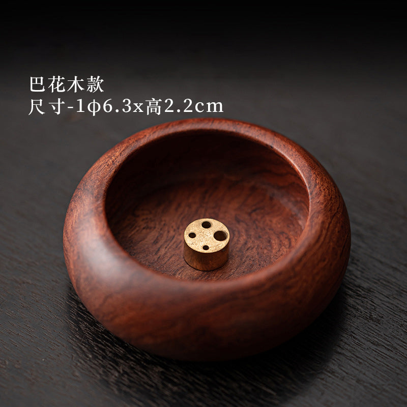 Bubinga wood incense holder 6.3 cm diameter by 2.2 cm high