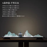 New Chinese Ceramic Mountain Sand-Tray Landscape – Pavilion, Scholar & Snow Peak Zen Tabletop Decor Collection