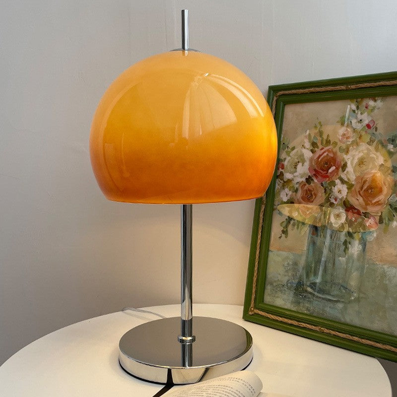 Retro glass mushroom table lamp warm glow