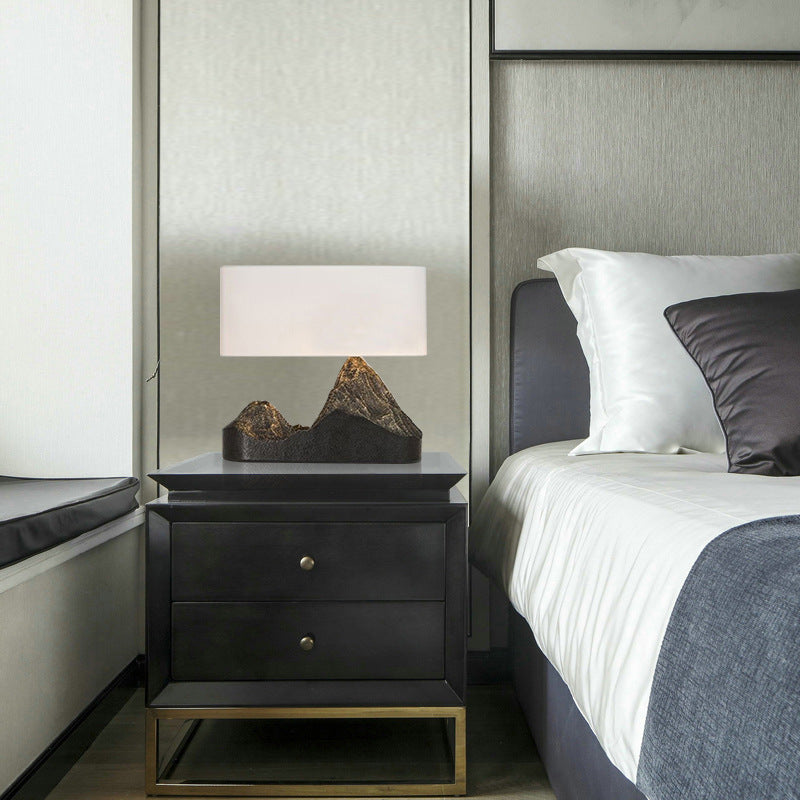 Zen mountain bedside table lamp in modern New Chinese interior