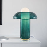 Emerald Green Sculptural Glass Mushroom Table Lamp – 43cm Nordic Gradient Ambient Light