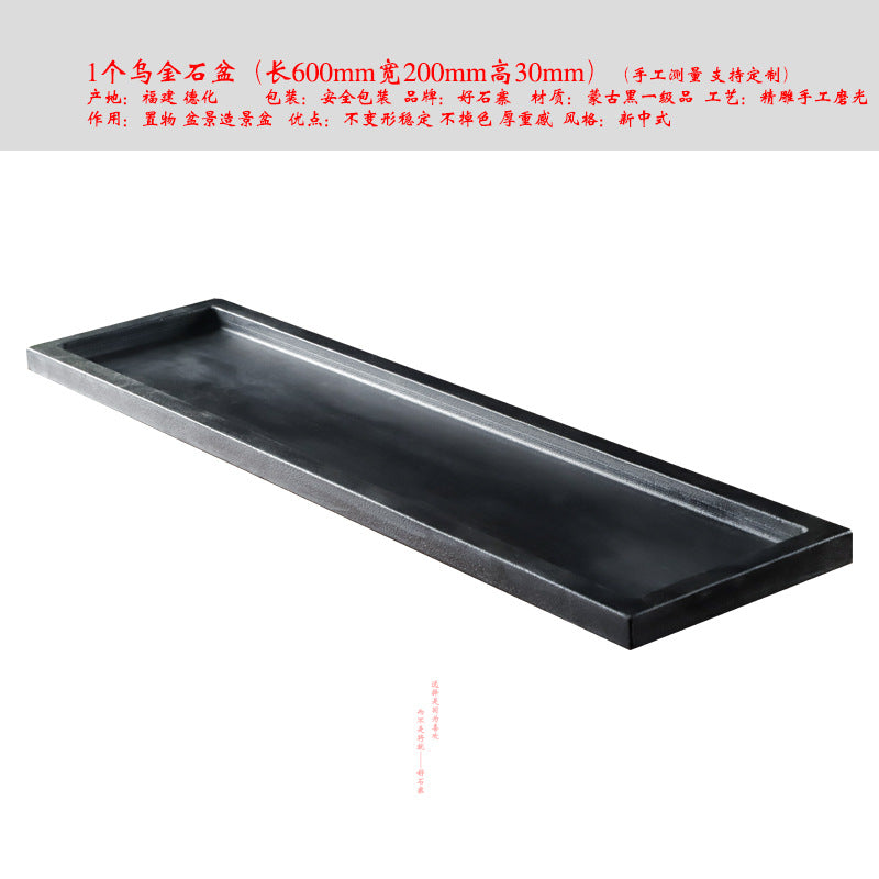 Black rectangular stone micro landscape basin