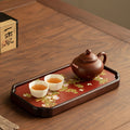 Neo-Chinese Gilded Peach Blossom Ceramic Dry-Brewing Teaware Tray - 20cm Teaware Accessories