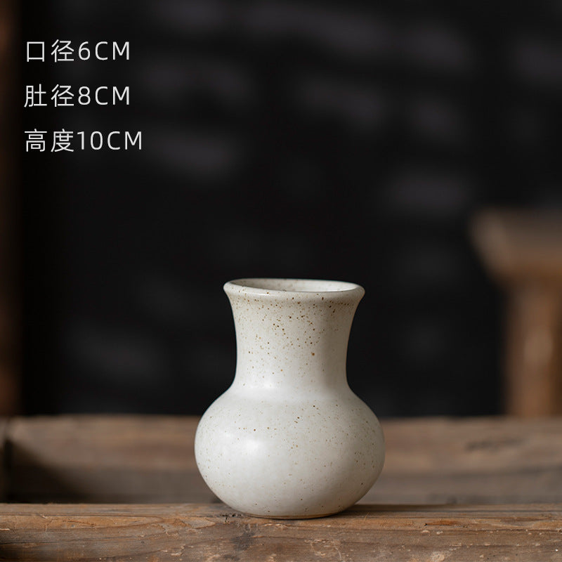 Ivory white flared-neck rustic ceramic bud vase small 10 cm size