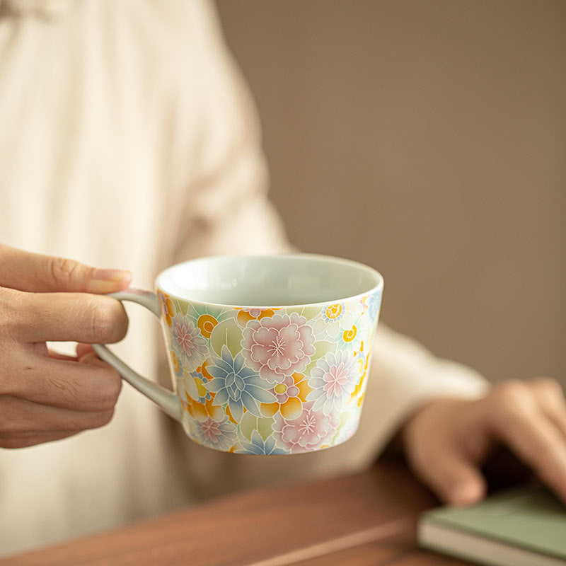 Authentic Jingdezhen Enamel Myriad Flowers Raised Relief Master Teacup & Saucer Set - 140ml Gongfu Teacup
