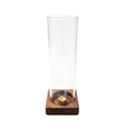 Glass windproof incense holder with Sapele wood base and nine-hole brass insert