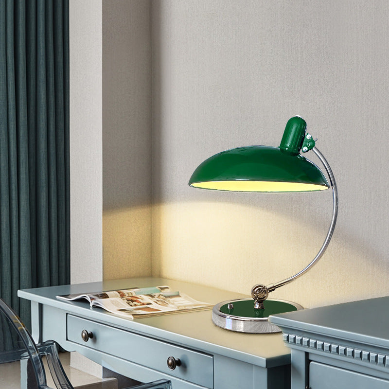 Bauhaus curved arm desk lamp styled on desk