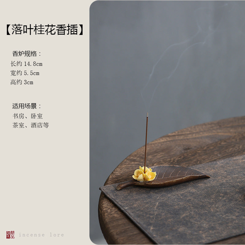Fallen leaf osmanthus incense holder size 14.8 by 5.5 by 3 cm