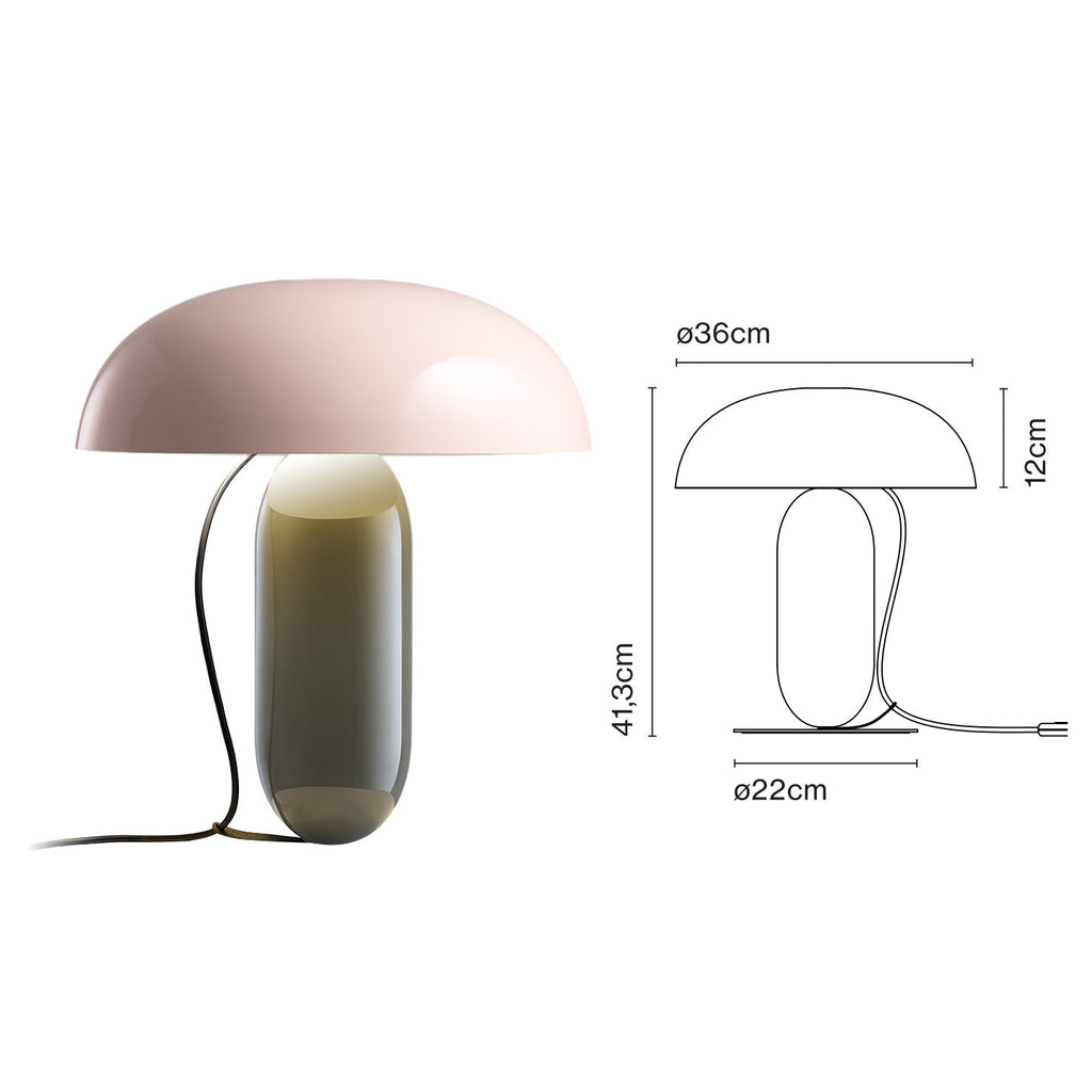 Large pink and brown grey sculptural dome table lamp 36cm by 41.3cm