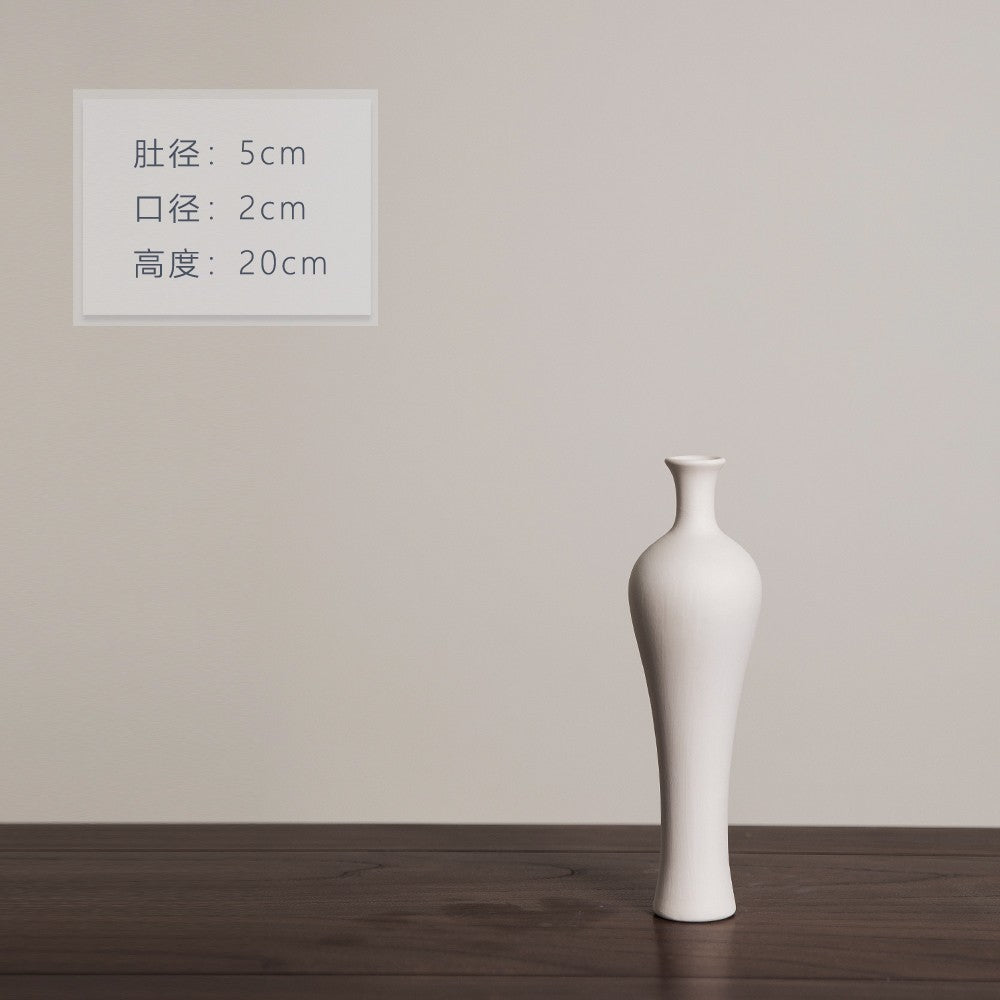 Matte ivory slender mini ceramic vase, 20 cm high