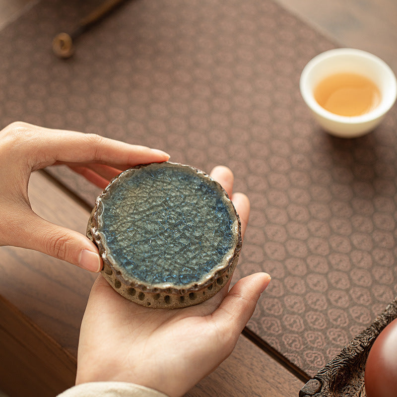 Handcrafted Scholar Taihu Stone Ceramic Teacup Coaster & Teaware Tray - 12cm Teaware Accessories