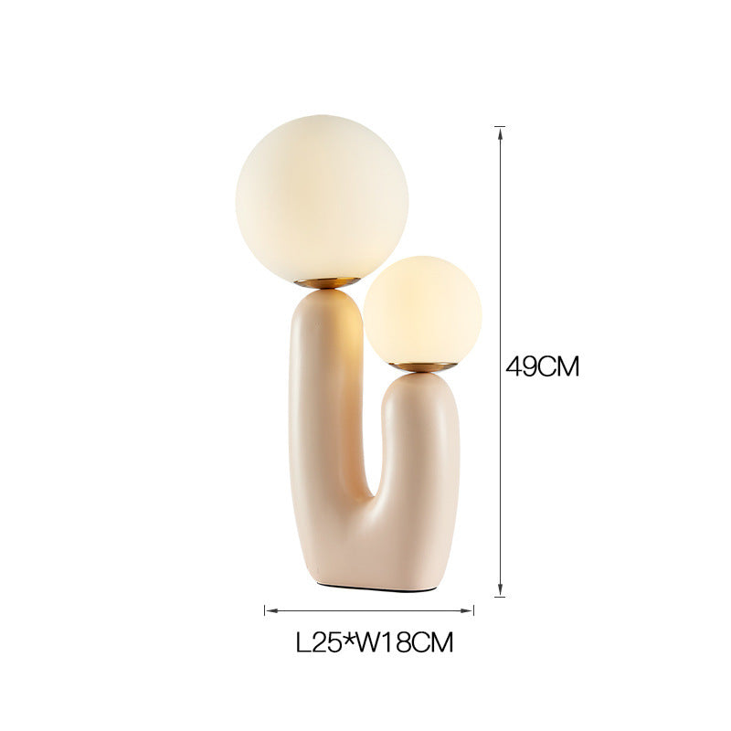 Sand beige double globe lamp dimensions 25 by 18 by 49 cm