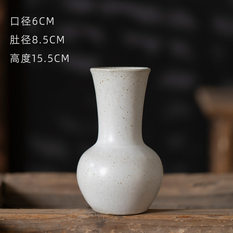 Ivory white flared-neck rustic ceramic bud vase tall 15.5 cm size