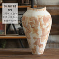 Large cream and terracotta hand-painted rustic ceramic floor vase 40 cm