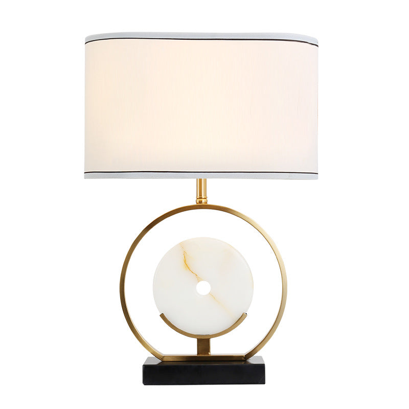 62cm bronze ring table lamp with natural marble centerpiece