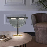 Half-Moon Artisan Glass Table Lamp – 38cm Amber or Smoke Grey Sculptural Bedside Light