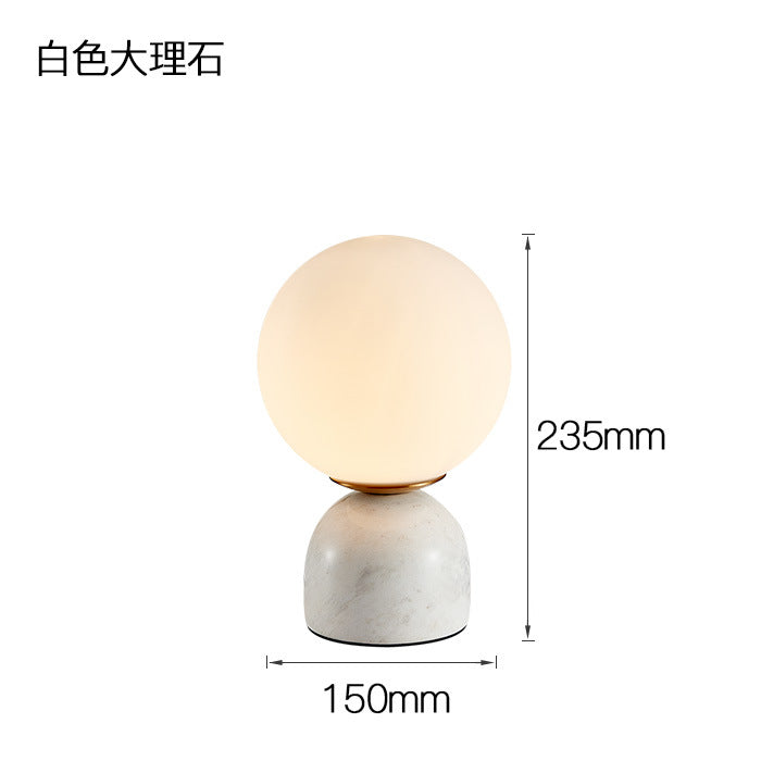 White marble globe lamp dimensions 15cm by 23.5cm