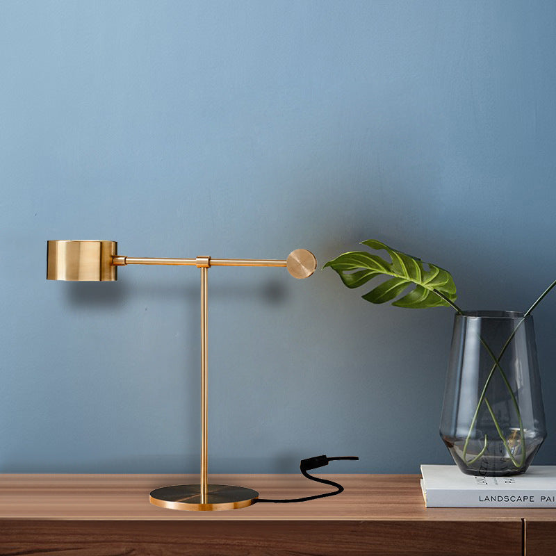 Minimalist electroplated gold LED desk lamp 47cm by 44cm