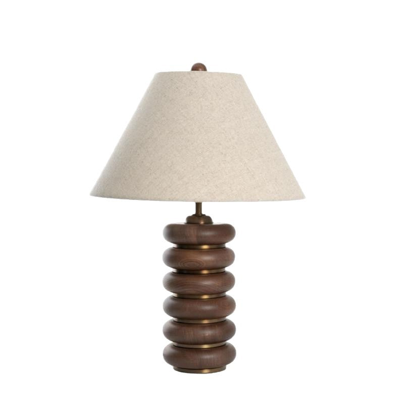 Walnut brown sculptural stacked ring table lamp product view