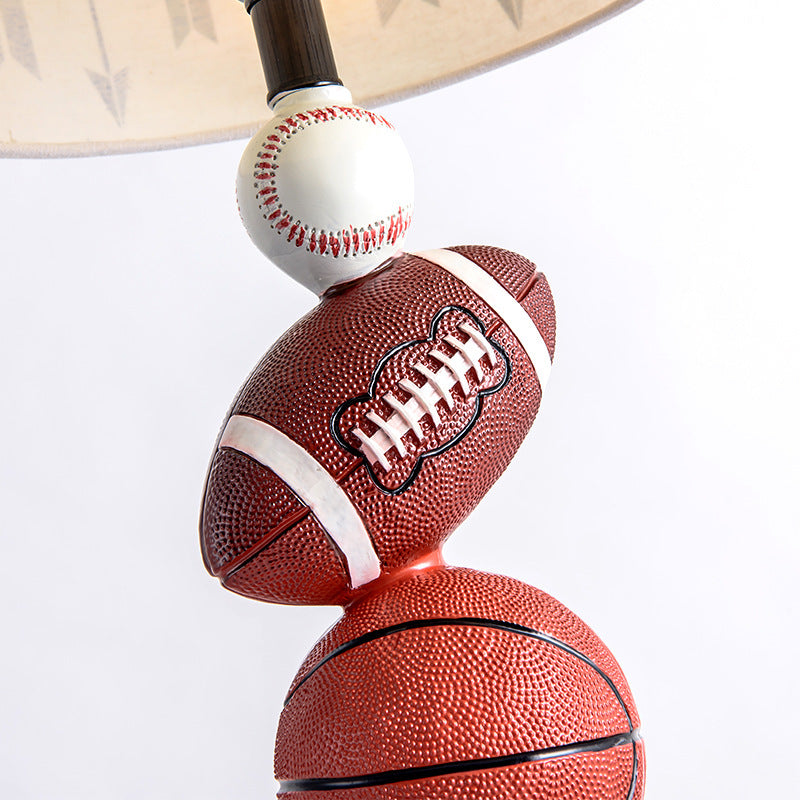 Multi-sport resin table lamp with marble base and patterned shade