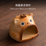 Orange Tabby Cat Ceramic Palo Santo & Sage Burner – Cute Ritual Fireplace for Incense, Meditation & Cozy Home Decor