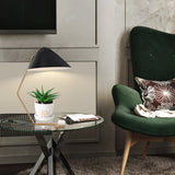 Curvilinear Black Cone Table Lamp – 54cm Gold Frame Mid-Century Postmodern Bedside Light
