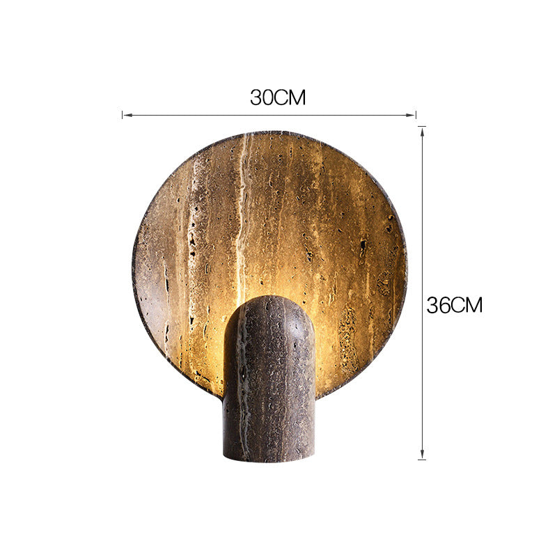 Brown travertine eclipse table lamp dimensions 30 cm by 36 cm