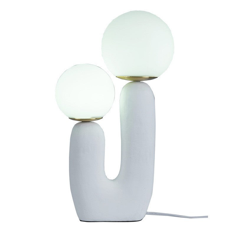 Soft white U-shaped double globe table lamp