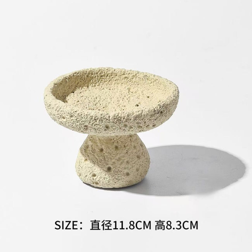 Sand beige lava texture incense bowl 11.8 cm diameter by 8.3 cm high