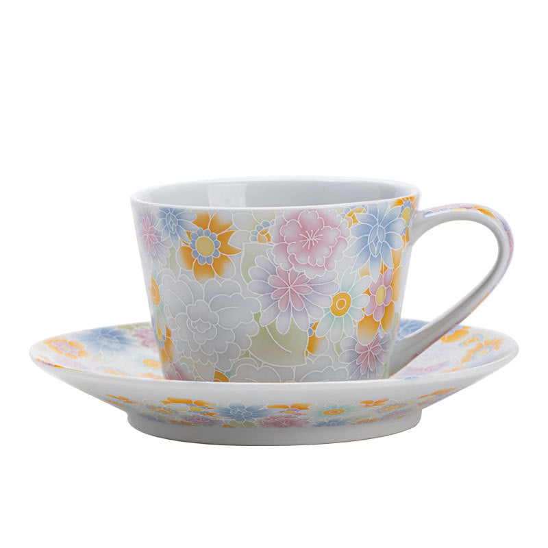 Authentic Jingdezhen Enamel Myriad Flowers Raised Relief Master Teacup & Saucer Set - 140ml Gongfu Teacup