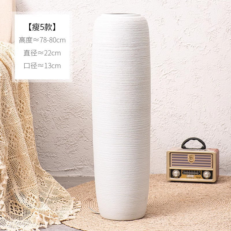 Ivory white extra tall slim floor vase 78 to 80 cm high